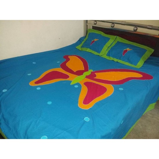 High quality hand made Applique bed sheet with 2 pillow cover