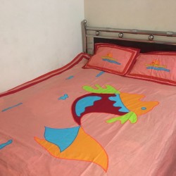 High quality hand made Applique bed sheet with 2 pillow cover