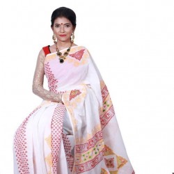 Block Embroidery Boishakhi Saree with blouse piece