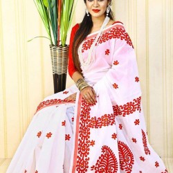 Applique Boishakhi Saree with blouse piece