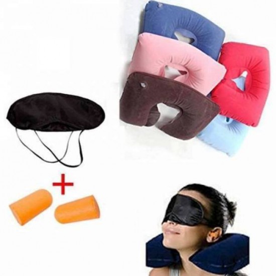 3 In 1 Travel Set Eye Cover Ear Plug Neck Pillow