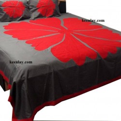 Embroidery Applique bed cover with 2 pillow cover