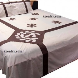 Applique bed cover with 2 pillow cover