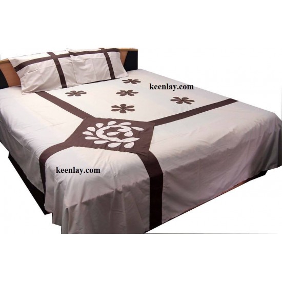 Applique bed cover with 2 pillow cover
