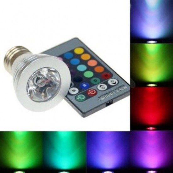 3W RGB LED LIGHT BULB WITH REMOTE CONTROL COLORS CHANGING E27 