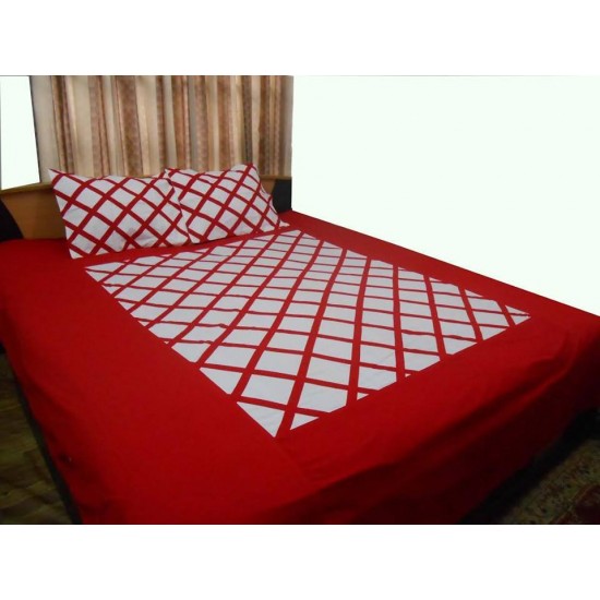 Applique Bed Cover with two pillow cover