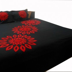 Embroidered Applique Bed Cover with two pillow cover