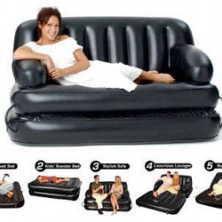 Inflatable 5 in 1 sofa cum bed with air pumper