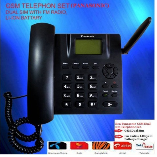 NEW PANASONIC GSM DUAL SIM TELEPHONE SET with Fm and LIthyam battery.