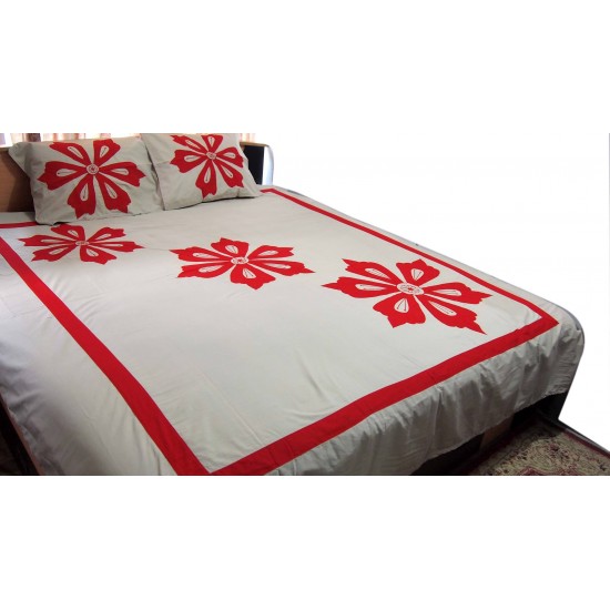Applique Bed Cover with two pillow cover