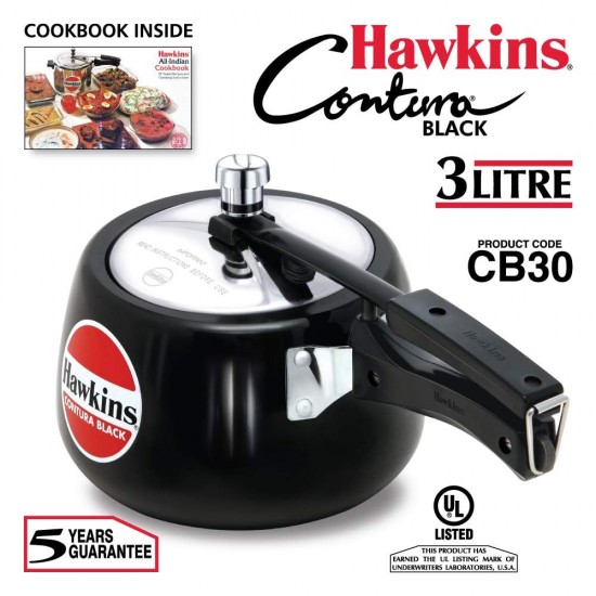 Hawkins Contura Black 3 L Pressure Cooker  (Aluminium)