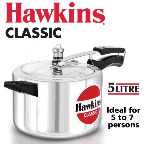 awkins Classic Aluminum Pressure Cooker, 5 L, Silver
