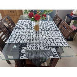 Block table cloth with 6 chair cover