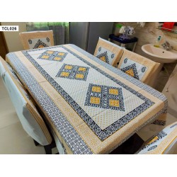 Block table cloth with 6 chair cover