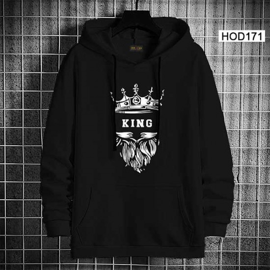 King Printed Solid Hoodie
