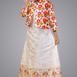 Afsan and screen print Kurti with Koti