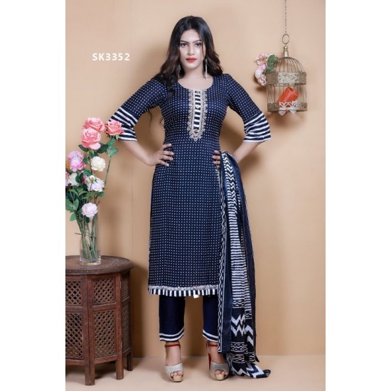Unstitched Cotton Salwar Kameez