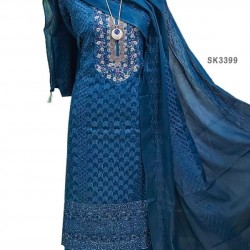 Heavy Embroidery and Stone Work Cotton Salwar Kameez