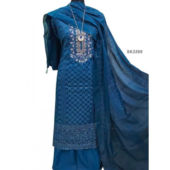 Heavy Embroidery and Stone Work Cotton Salwar Kameez