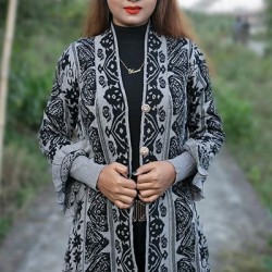 Women Black & Grey Front Open Fashion Design Cardigans DM-527