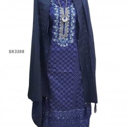 Heavy Embroidery and Stone Work Cotton Salwar Kameez