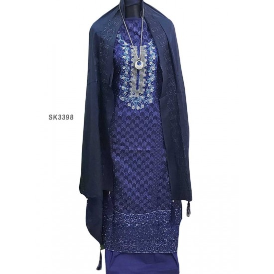 Heavy Embroidery and Stone Work Cotton Salwar Kameez
