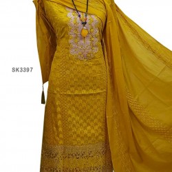 Heavy Embroidery and Stone Work Cotton Salwar Kameez