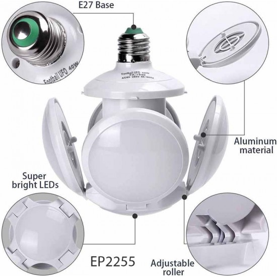 LED Lamp E27 Folding LED Football Lamp Bulb 40W AC 110V 220V Bombilla Lampada No Flicker UFO Lamp LED Light Bulb