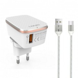 Product Name: LDNIO Quick Charge 3A Charger with Type-C Cable EU (A1204Q) – White.