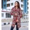 Women Maroon & White Self Design Cardigan DM-507