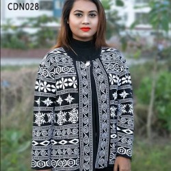 Women Black & White Front Open Short Cardigans ( Free Size ) DM-529