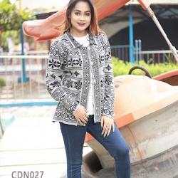 Women Black & Grey Front Open Short Cardigans ( Free Size ) DM-528