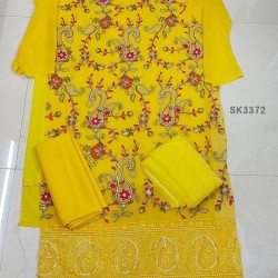 Semi Stitched 4pcs High Quality Embroidery Salwar Kameez