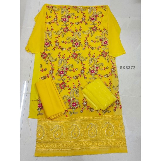 Semi Stitched 4pcs High Quality Embroidery Salwar Kameez