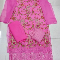 Semi Stitched 4pcs High Quality Embroidery Salwar Kameez