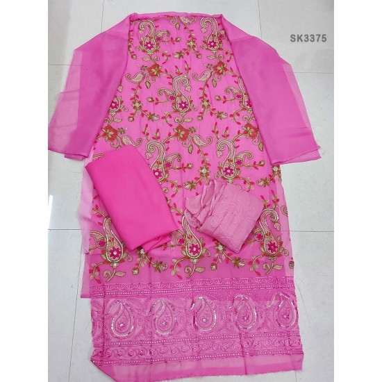 Semi Stitched 4pcs High Quality Embroidery Salwar Kameez
