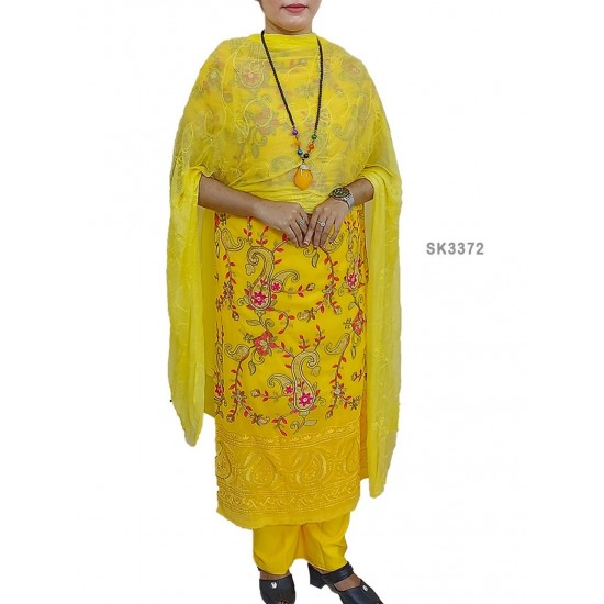 Semi Stitched 4pcs High Quality Embroidery Salwar Kameez