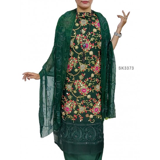 Semi Stitched 4pcs High Quality Embroidery Salwar Kameez