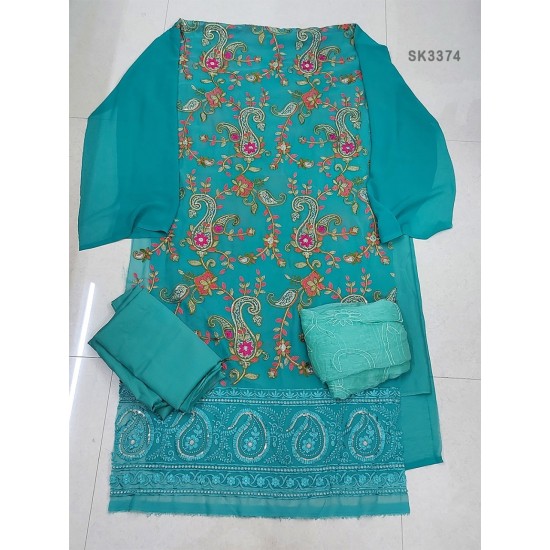 Semi Stitched 4pcs High Quality Embroidery Salwar Kameez