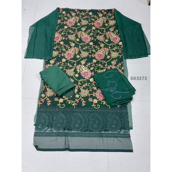 Semi Stitched 4pcs High Quality Embroidery Salwar Kameez