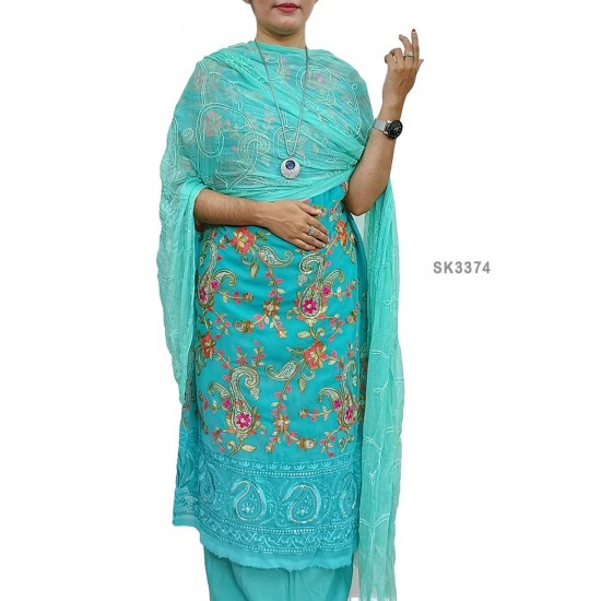 Semi Stitched 4pcs High Quality Embroidery Salwar Kameez