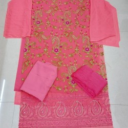 Semi Stitched 4pcs High Quality Embroidery Salwar Kameez