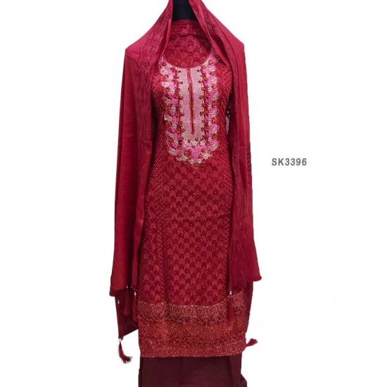 Heavy Embroidery and Stone Work Cotton Salwar Kameez
