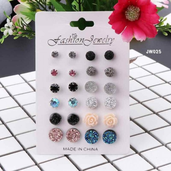 12pcs Fashion Crystal Earrings Set