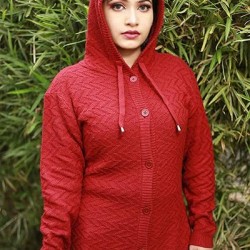 Women Grey Solid Hooded Sweaters ( Free Size )