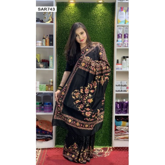 Screen Print Indian Half Silk Saree