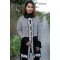 Women Black & White Self Design Front Open Creative Design Sweater