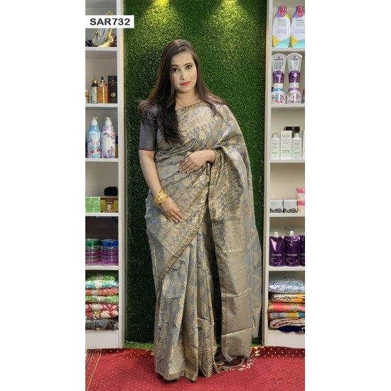 Screen Print Indian Half Silk Saree