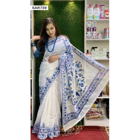 Screen Print Indian Half Silk Saree