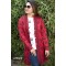 Women Black & Maroon Front Open Butterfly Design Cardigans